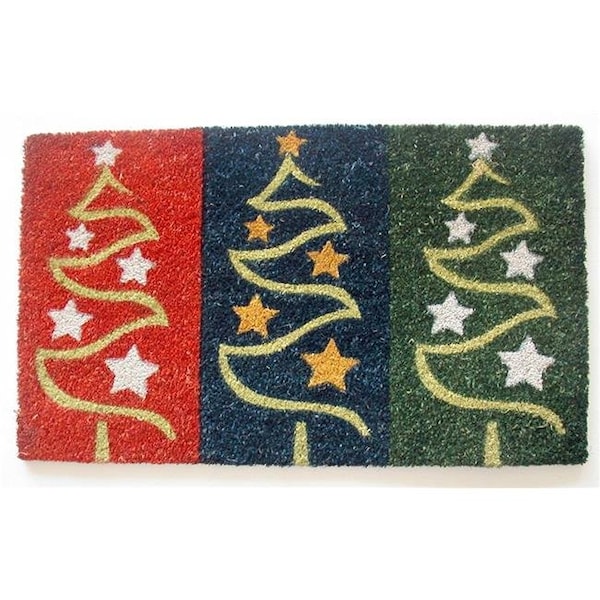 Geo Crafts Geo Crafts G600 Holiday Trees 18 x 30 PVC Christmas Printed Coco Doormat G600 HOLIDAY TREES - main